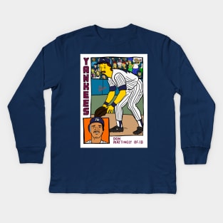 Homer at the Bat DON MATTINGLY Simpsons Parody YANKEES Baseball Card Kids Long Sleeve T-Shirt